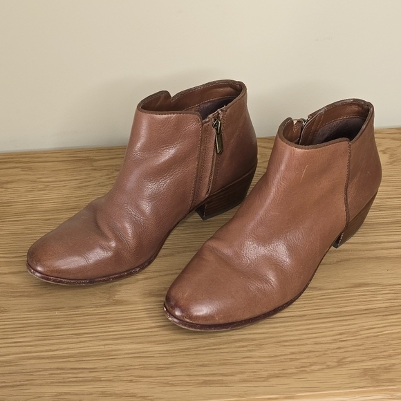 Sam Edelman Women’s Petty Leather Camel Cognac Brown Ankle Boot Size 8 - Picture 6 of 11